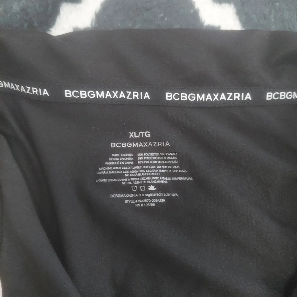 Nwt BCBG Black Short-Sleeve Button-up Night Shirt with‎ white piping XL SOFT